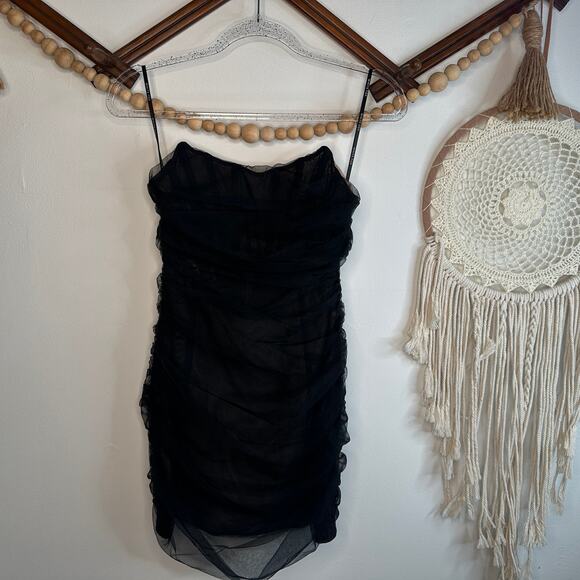White Fox Black Tulle Strapless Mini Dress - Picture 1 of 7